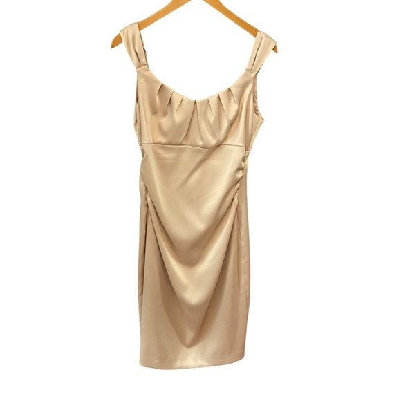 Maggie London Sleeveless Sheath Dress Size 8 Muted Gold Empire Bust Cocktail - Picture 5 of 9